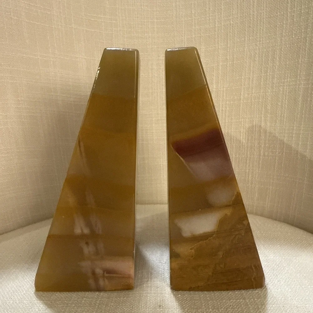 Onyx Tellez Tecali Puebla Marble Book Ends Made In Mexico Heavy Solid Stone